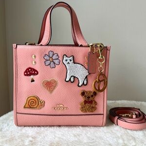 Coach Dempsey Tote 22 bag with Creature Patches and charm